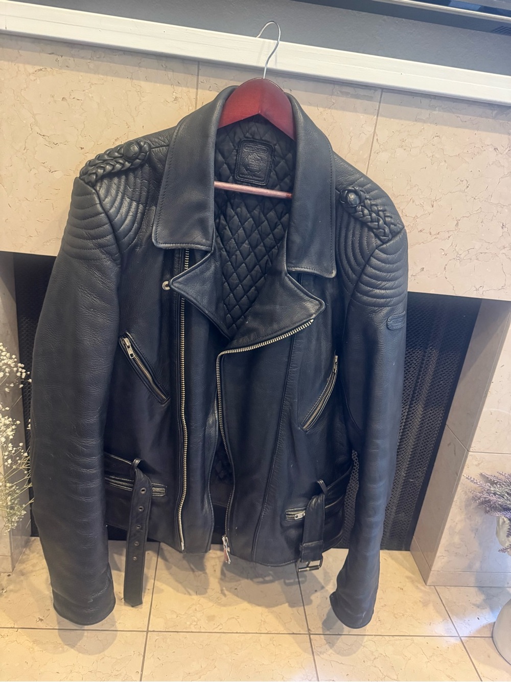 Authentic Vintage Hein Gericke Oversized Black Quilted Leather Biker Jacket